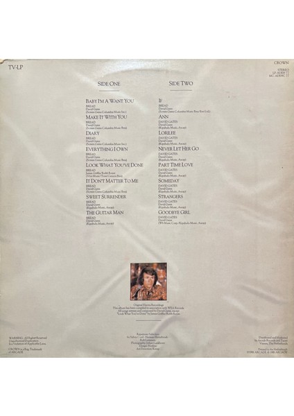 The Music Of David Gates And Bread Lp Plak