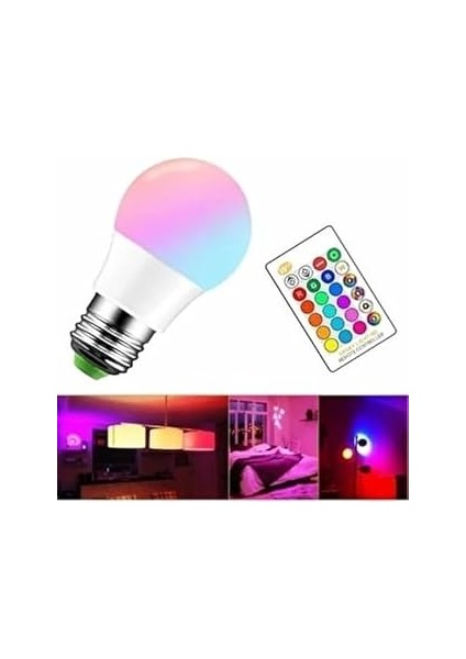 Rgb LED Ampul Uzaktan Kumandalı Lamba Dekoratif Amaçlı Kullanılabilir, Parti, Hediyelik