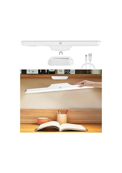 Forlife Şarjlı Aplik LED Işık, Mıknatıslı Dolap Altı Aydınlatma, Kitap Okuma Lambası, 3 Renk Modlu