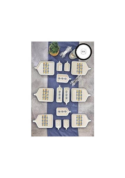 14 Parça 6 Kişilik Desenli Yemek Seti
