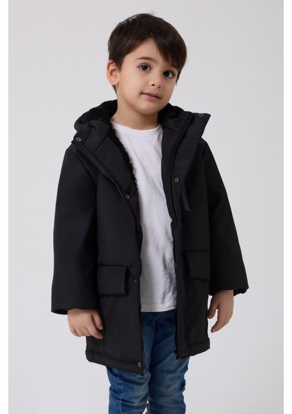 Spor Erkek Çocuk Taba Kürklü Su ve Rüzgar Geçirmez Kapüşonlu 3 Mont Parka modelleri