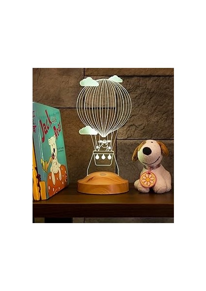 Kuzulu Balon Hediyesi Odası Gece Lambası, Odası Dekoru, 3 Boyutlu LED Lamba