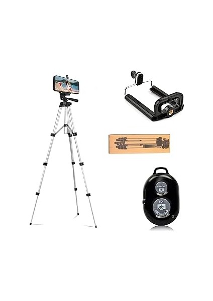 Teknosepetim Bluetooth Lu Telefon Tutuculu Tripod 102 cm Kamera Telefon Tutuculu Canon, Nikon, Pent