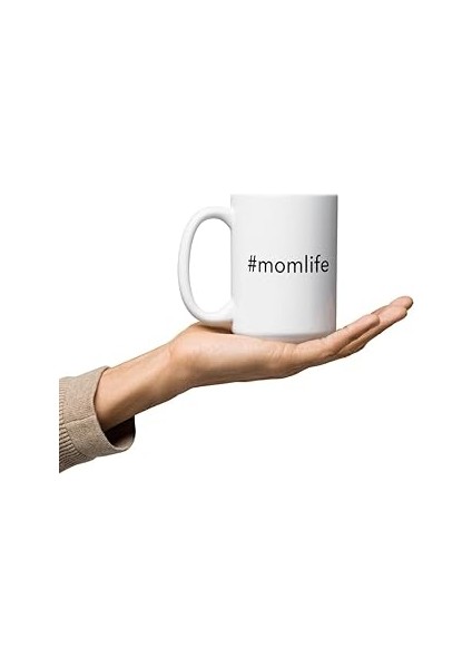 Print Dore Hashtag Momlife Kupa - Beyaz Parlak Kupa - Ingilizce Kahve Kupa
