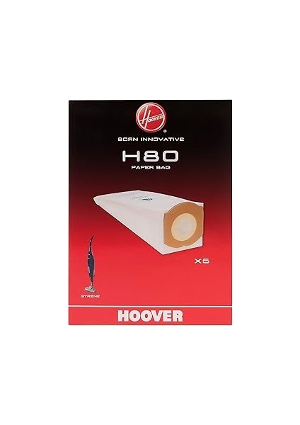 Hoover H80 Elektrikli Süpürge Torbaları, Orijinal, Kağıt, Koku Önleyici, Ekstra Kapasiteli, Syrene