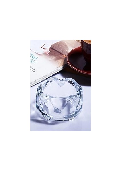 Bev Kitchen Cam Mini Yuvarlak Kesme Küllük - Kül Tabağı - Kül Tablası Şeffaf