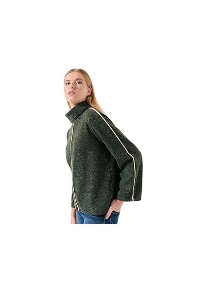 Jimmy Key Haki Balıkçı Yaka Uzun Kollu Rahat Sweatshirt