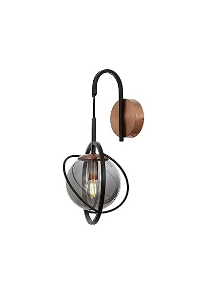 Avonni AP-60291-1BSY Siyah Boyalı Aplik E14 Metal Cam 22X24CM