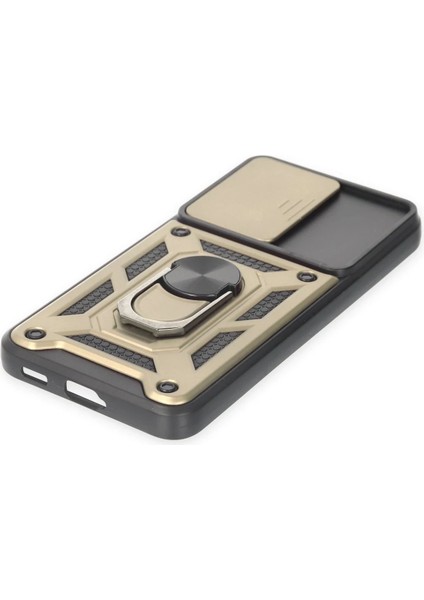 Samsung Galaxy S23 Kılıf Pars Lens Yüzüklü Silikon - Gold - KA5455-8040