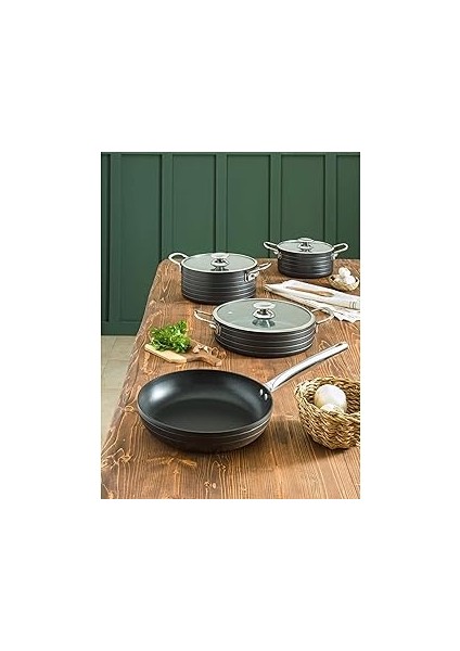 Pierre Cardin Granit Graniks Tencere Seti Siyah 7 Parça