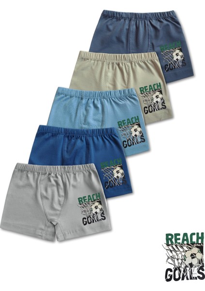 %95 Pamuklu Erkek Çocuk Boxer Külot Iç Çamaşır 5li Set