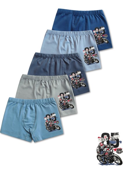 %95 Pamuklu Erkek Çocuk Boxer Külot Iç Çamaşır 5li Set