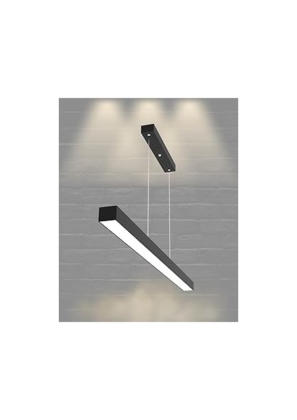 Hegza Lighting LİNEER-120 Ayarlanabilir Sarkıt Ledli Modern Siyah LED Avize (4000K (Doğal Beyaz))