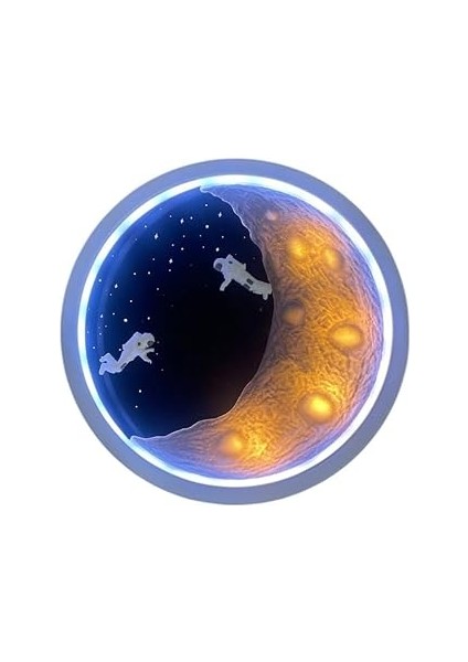 Uzay Temalı LED Gece Lambası & Bluetooth Hoparlör – Ay Yüzeyi Tasarımı, Fm Radyo, USB Bağlantı, Ren