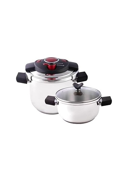 Innocook 4+6,5 Litre Düdüklü Siyah Kırmızı