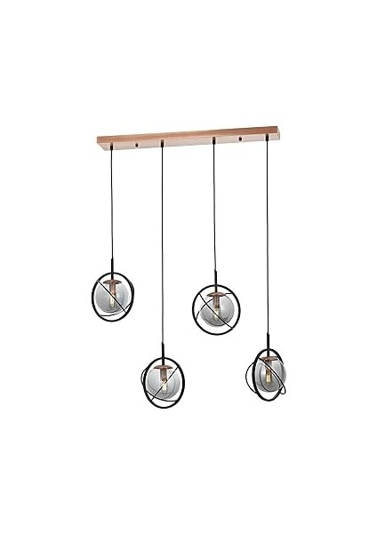 Avonni AV-60291-4Y-BSY Siyah Boyalı Modern Avize E14 Metal Cam 80X22CM