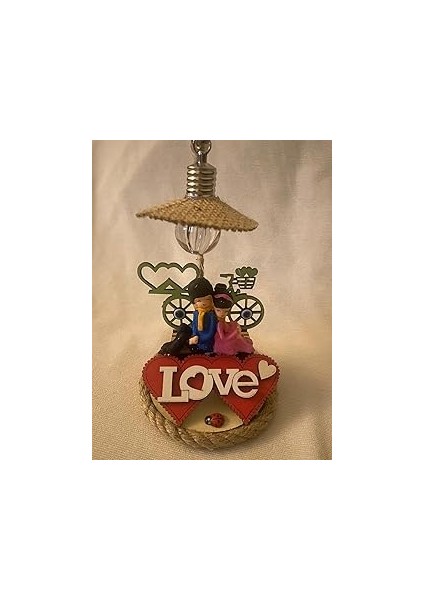 Bisikletli Oturakta Oturakta Oturan Kadın Erkek Love Yazılı Gece Lambası