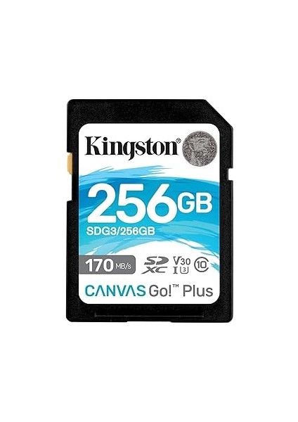 Kingston, Canvas Go! Plus 256GB Sd Hafıza KARTI,SDG3/256GB, 170MB/S - 90MB/S Okuma Yazma, Uhs-I, U3