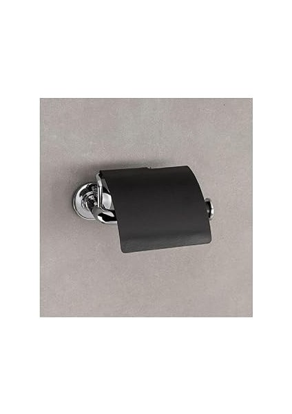 System Nord Kapaklı Tuvalet Kağıtlığı Krom/siyah Renk 69X121X155 mm