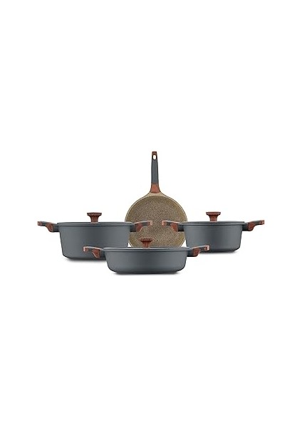 Stone 7 Parça Granit Tencere Seti