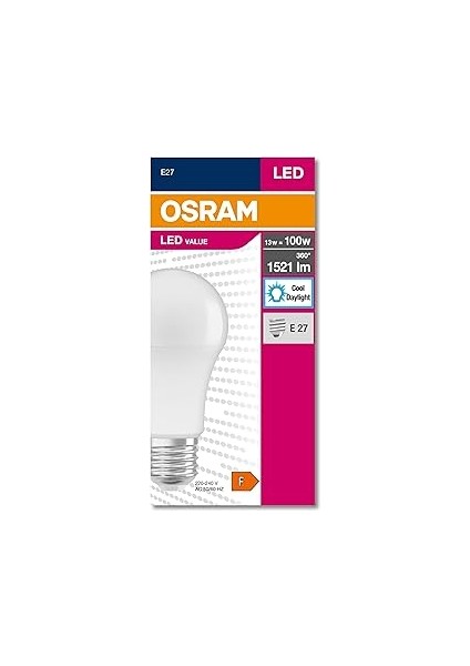 4052899971042 LED Cla 100 13 W 1521 Lümen 6500 Kelvin Beyaz Işık E27 Duy Ampul, 12X6X6 cm