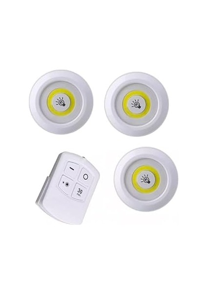 Squado 3'lü Set, Pille Çalışır, Uzaktan Kumandalı, Ayarlanabilir Parlaklık Ayarı, Otomatik Kapanma,