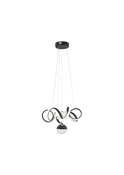 Siyah Modern Sarkıt LED Avize – 3 Renkli Beyaz Işık | Salon, Mutfak, ve Hol Için Şık Aydınlatma