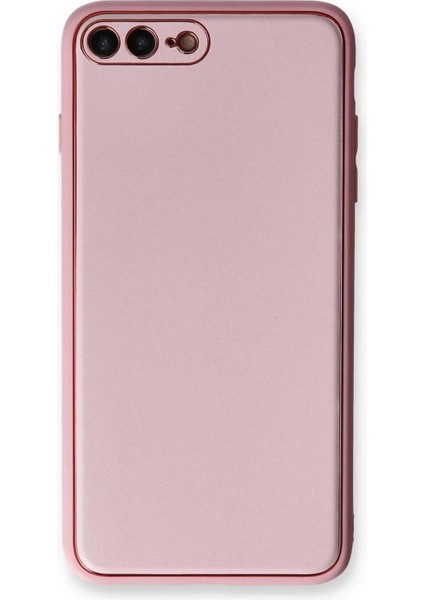 Newface iPhone 7 Plus Kılıf Coco Deri Silikon Kapak - Pudra