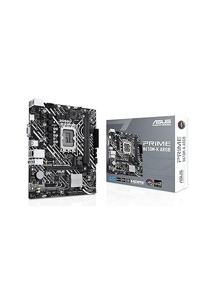 Prime H610M-K Argb Intel H610 LGA1700 Ddr5 5600 HDMI VGA M2 Usb3.2 Aura Rgb Matx 96GB’A Kadar