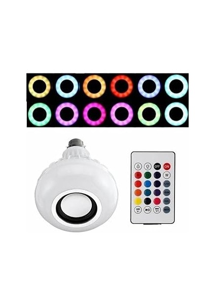 Gece Lambası Bluetooth Hoparlör Rgb Ledli Lamba Kumandalı Mp3 Çalar Ampul Renkli Ampul, , Tek Ebat