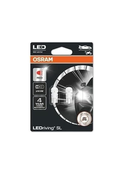 Mi̇nyatür Ampul 1W 12V W2.1x9.5d VS2000 2 W5W Kirmizi Ledri̇vi̇ng 2825DRP-02B