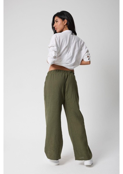 Kadın Yüksek Bel Cırtlı Beli Palazzo Pantolon indirimleri