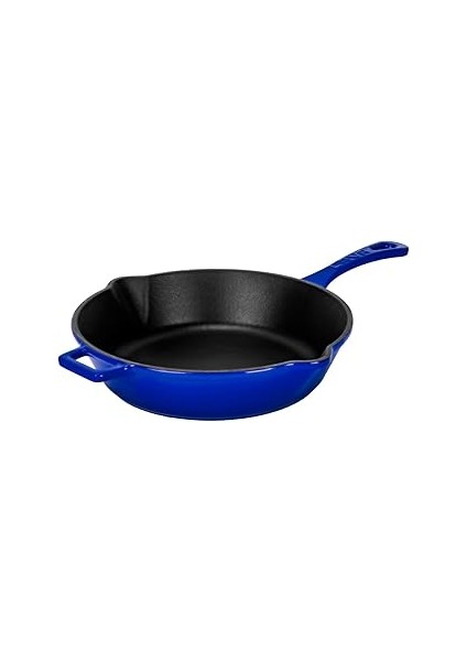 Döküm Yuvarlak Kızartma Tavası Döküm Demir Yekpare Saplı. ÇAP(Ø)24CM - Mavi