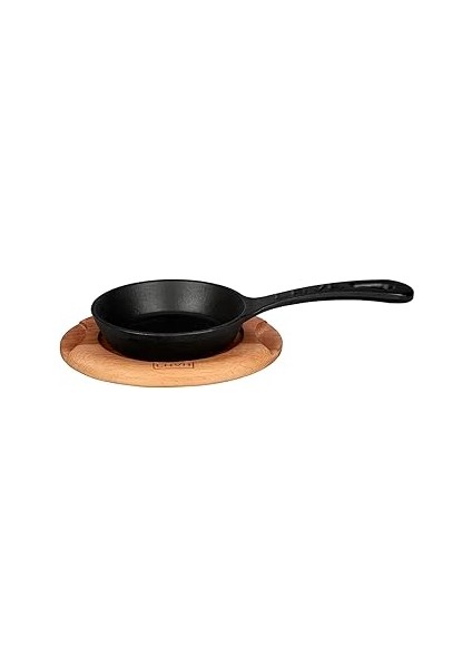 Pişirme Kabı Lv Eco Y Stv 12 K4 Yuvarlak Kızartma Tavası ve Ahşap Plaka, Çap 12 Cm, Dökme Demi