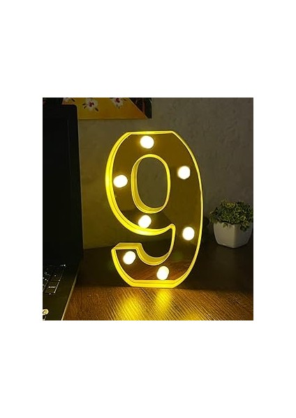 Giftmoda 3D Işıklı LED Sayı Dekoratif Aydınlatma Büyük Boy 9