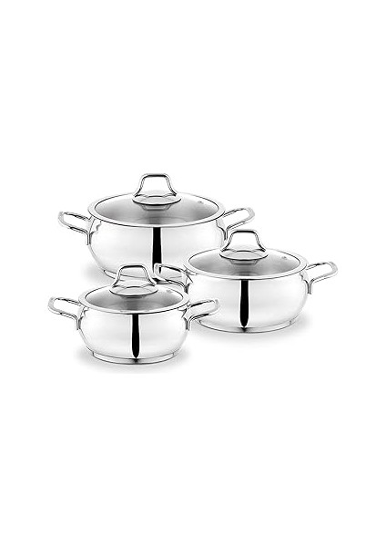 Cookhaus Çelik Tencere Seti 6 Parça-Gümüş
