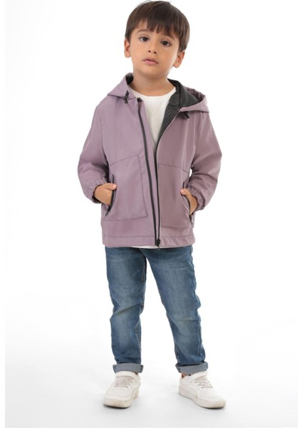 Spor Erkek Çocuk Mürdüm Astarlı Su ve Rüzgar Geçirmez Kapüşonlu Çift Fermuarlı Yağmurluk fiyatları