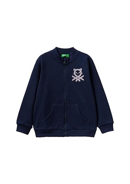 United Colors Of Kız Açık Kesik Logolu Dik Yaka Sweatshirt