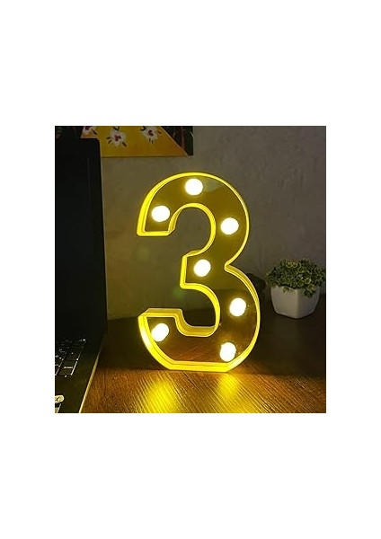 Giftmoda 3D Işıklı LED Sayı Dekoratif Aydınlatma Büyük Boy 3