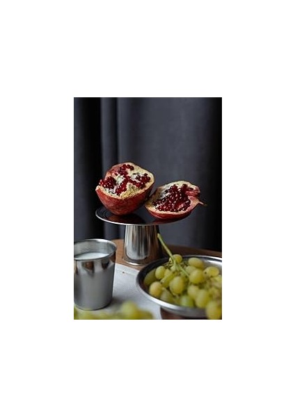 Beige & Stone Yüksek Metal Ayaklı 18 cm Metal Dekoratif Yuvarlak Servis/sunum Tabak Stand