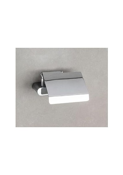 System Ovalın Kapaklı Tuvalet Kağıtlığı Krom Renk 87X137X159 mm