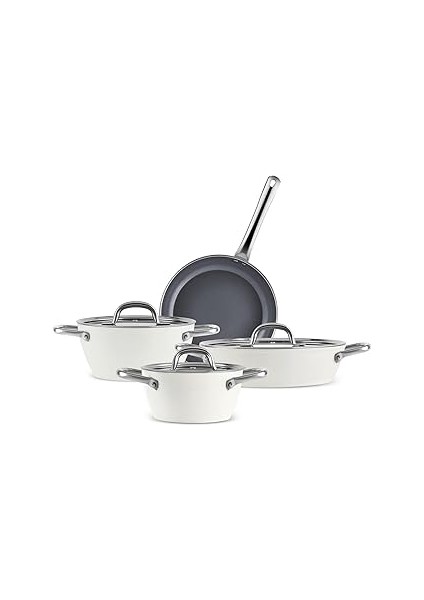 x Refika Birgül Swiss Crystal Metal Kulplu 7 Parça Tencere Seti