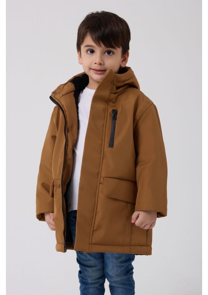 Spor Erkek Çocuk Taba Kürklü Su ve Rüzgar Geçirmez Kapüşonlu 3 Mont Parka fiyatları