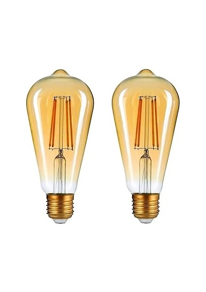 Armut Tipi Edison Model Filament Tasarruflu ST64 LED Rustik Dekoratif Ampul Vintage Aydınlatma (2,