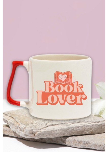 Book Lover Klasik Yazılı Kitapsever Hediyelik Kırmızı Kulplu Kupa Bardak