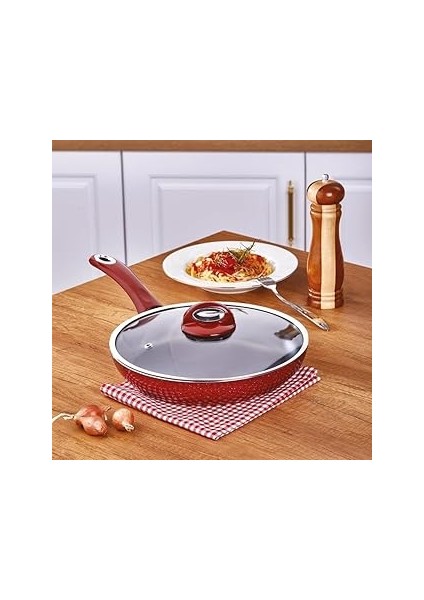 Titan Granit Cam Kapaklı Tava 30 cm - TT-1126