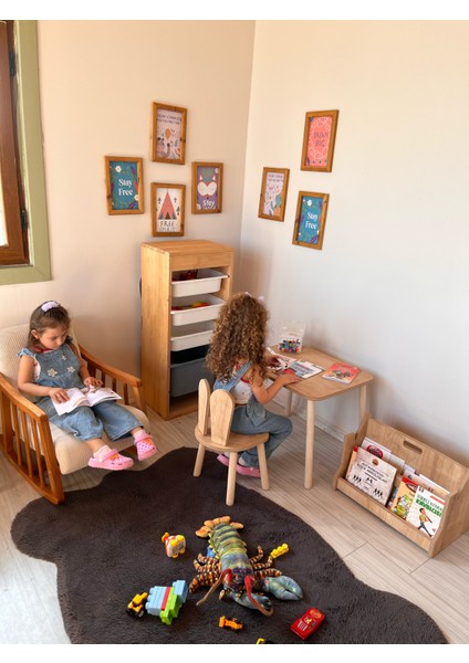 Montessori Çocuk Masası 1 Masa & 2 Bunny Sandalye