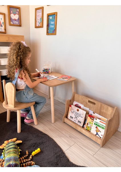 Montessori Çocuk Masası 1 Masa & 2 Bunny Sandalye