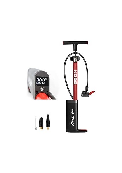 Kobb KB3256D 87 Psi Dijital Basınç Göstergeli Taşınabilir El Pompası, Kırmızı/siyah
