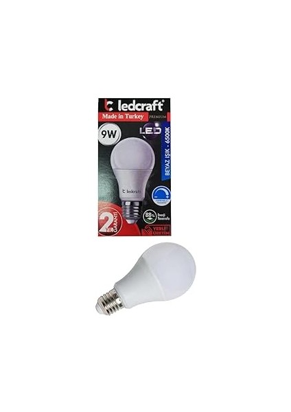 Sanec 9W Beyaz LED Ampul E27 Normal Duylu